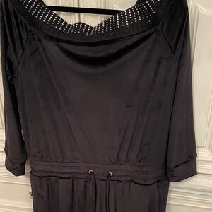 New York & Company Black Long Sleeve jumpsuit and scarf